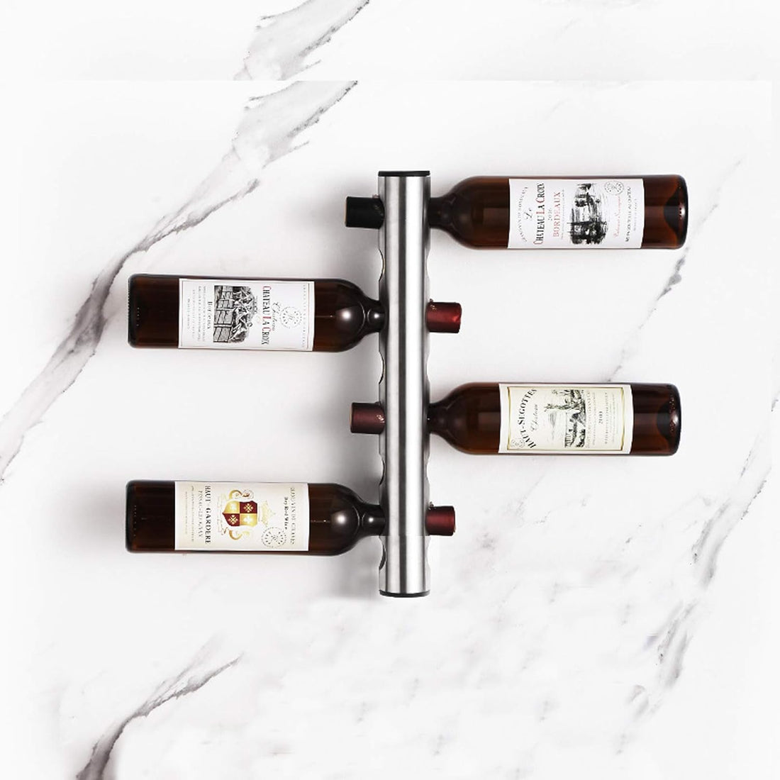 Stainless Steel Wall-Mounted Decoration - 8 Bottles Wine Rack