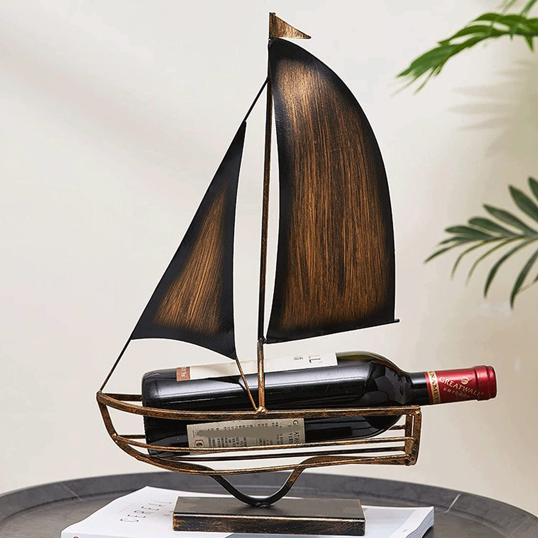 Iron Sailing Boat Wine Bottle Holder