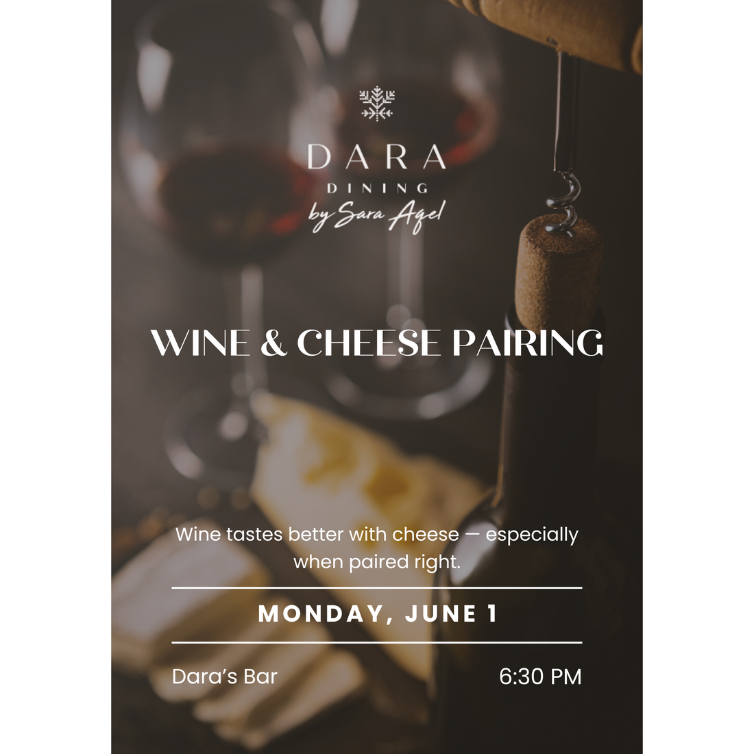 Dara Wine - Cheese & Wine Guided Pairing