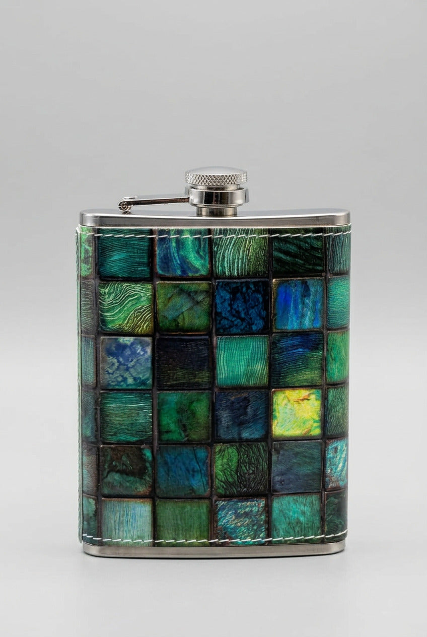 Mosaic Leather Flask