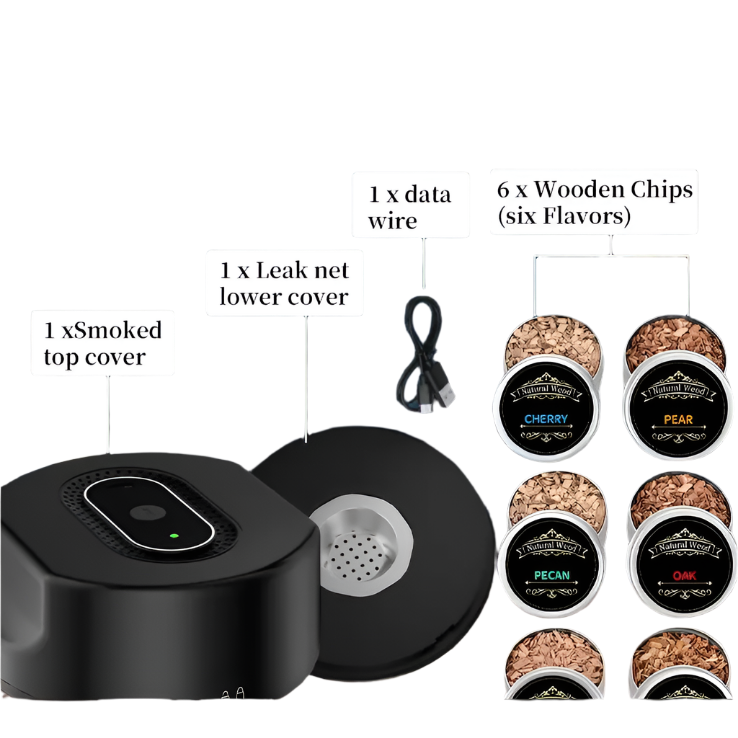 Rechargeable Electric Cocktail Smoker Kit - 4 or 6 Wood Chip Flavors