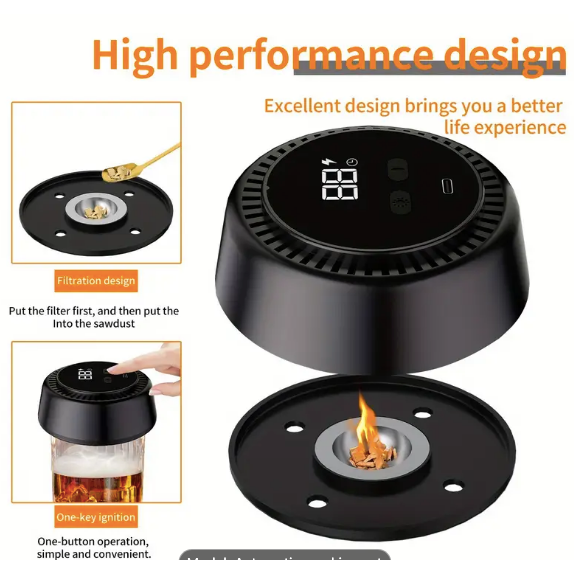 Rechargeable Electric Cocktail Smoker Kit - 4 or 6 Wood Chip Flavors