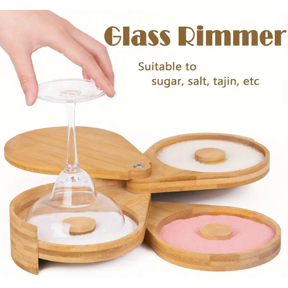 Bamboo 3-Tier Cocktail Rimmer Set