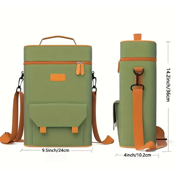 2-Bottle Insulated Wine Cooler Backpack - Green