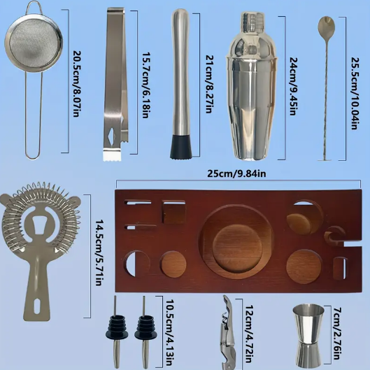 Cocktail Bartender Kit Set 11 pcs - Stainless Steel