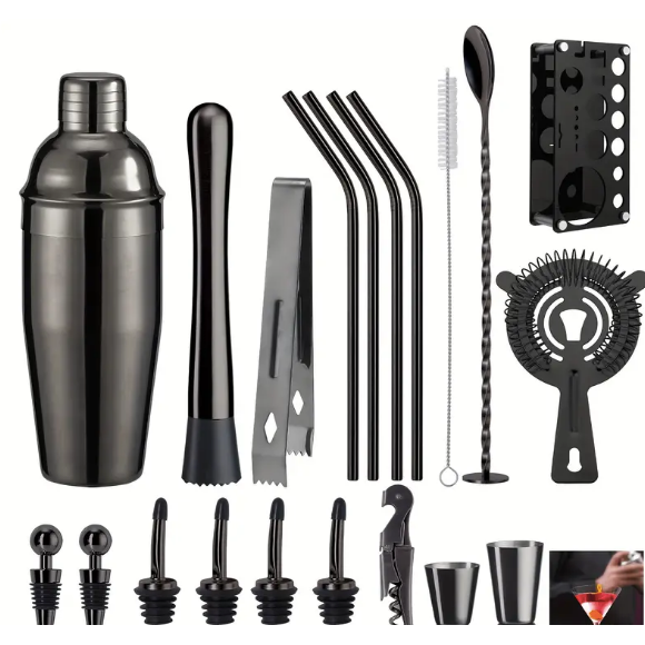 Black Acrylic Cocktail Set - 20 pcs