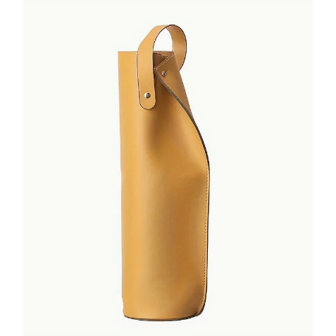 Single Wine Bottle Leather Bag (Yellow)