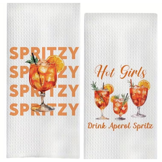 Set of 2 Spritz Cocktail Kitchen Towels