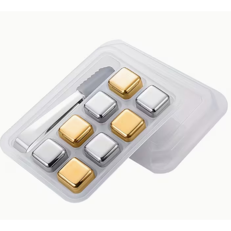 8 Pcs Gold & Silver Ice Cubes