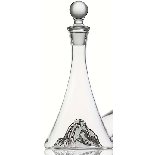 Handcrafted Glass Wine Decanter - Ice Mountain Motif