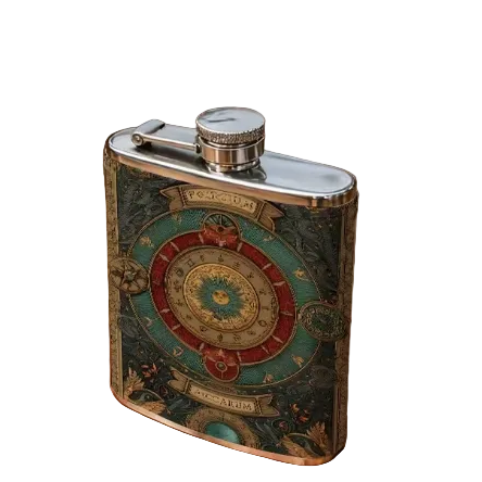 Compass Sun Leather Flask