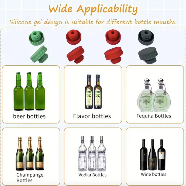 6pcs Silicone Bottle Stopper Set