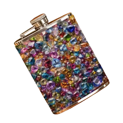 Gemstones Leather Flask
