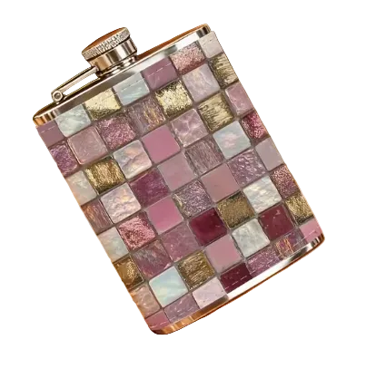 Colorful Mosaic Tile Leather Flask