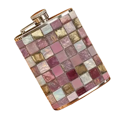 Colorful Mosaic Tile Leather Flask
