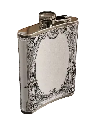 Ornate Vintage Decorative Frame Leather Flask