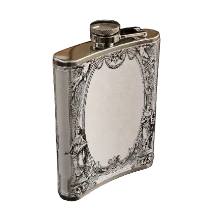 Ornate Vintage Decorative Frame Leather Flask