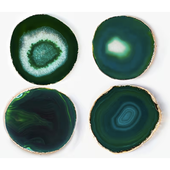 Coasters - 4pcs Natural Green Agate Coasters