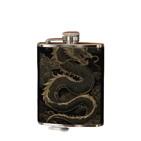 Chinese Dragon Leather Flask