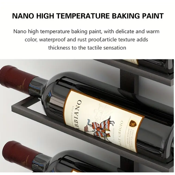 Black Metal Wall-Mounted Wine Rack - 4 Layers