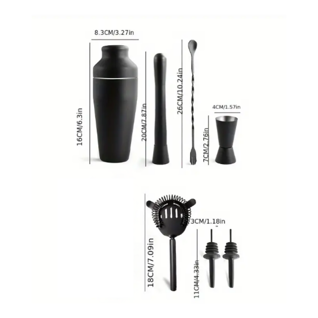 Cocktail Shaker Set 7 pcs - Black
