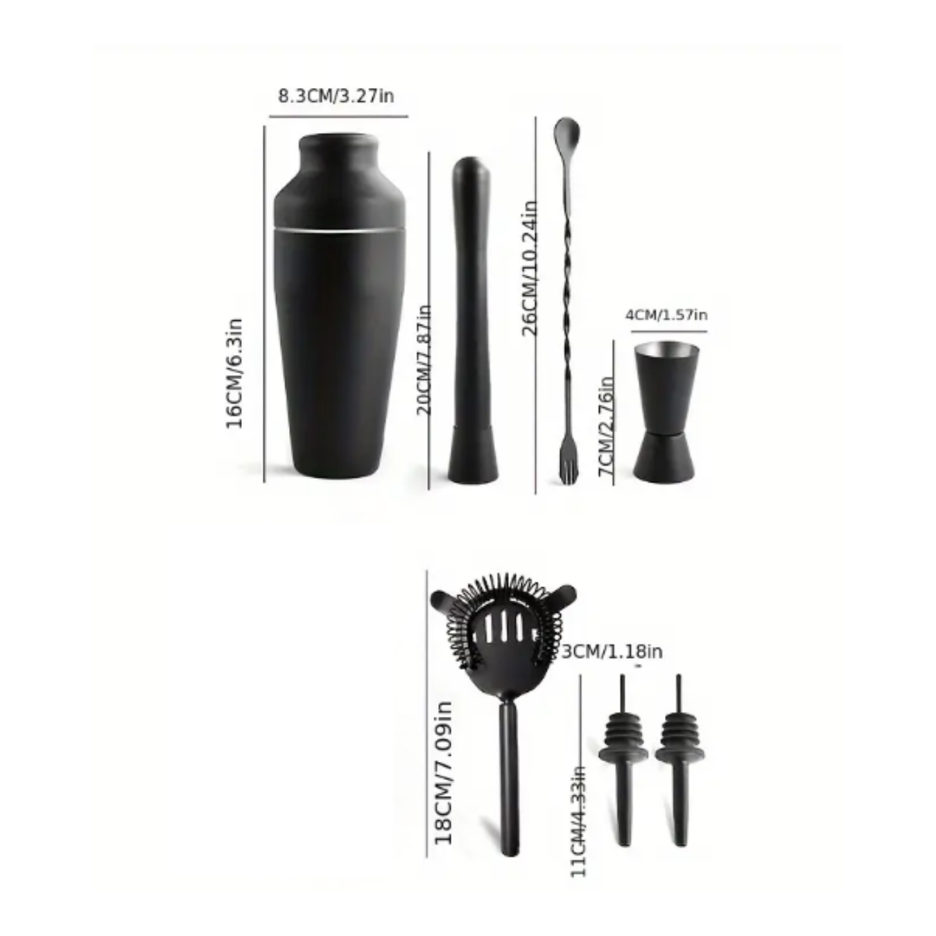 Cocktail Shaker Set 7 pcs - Black