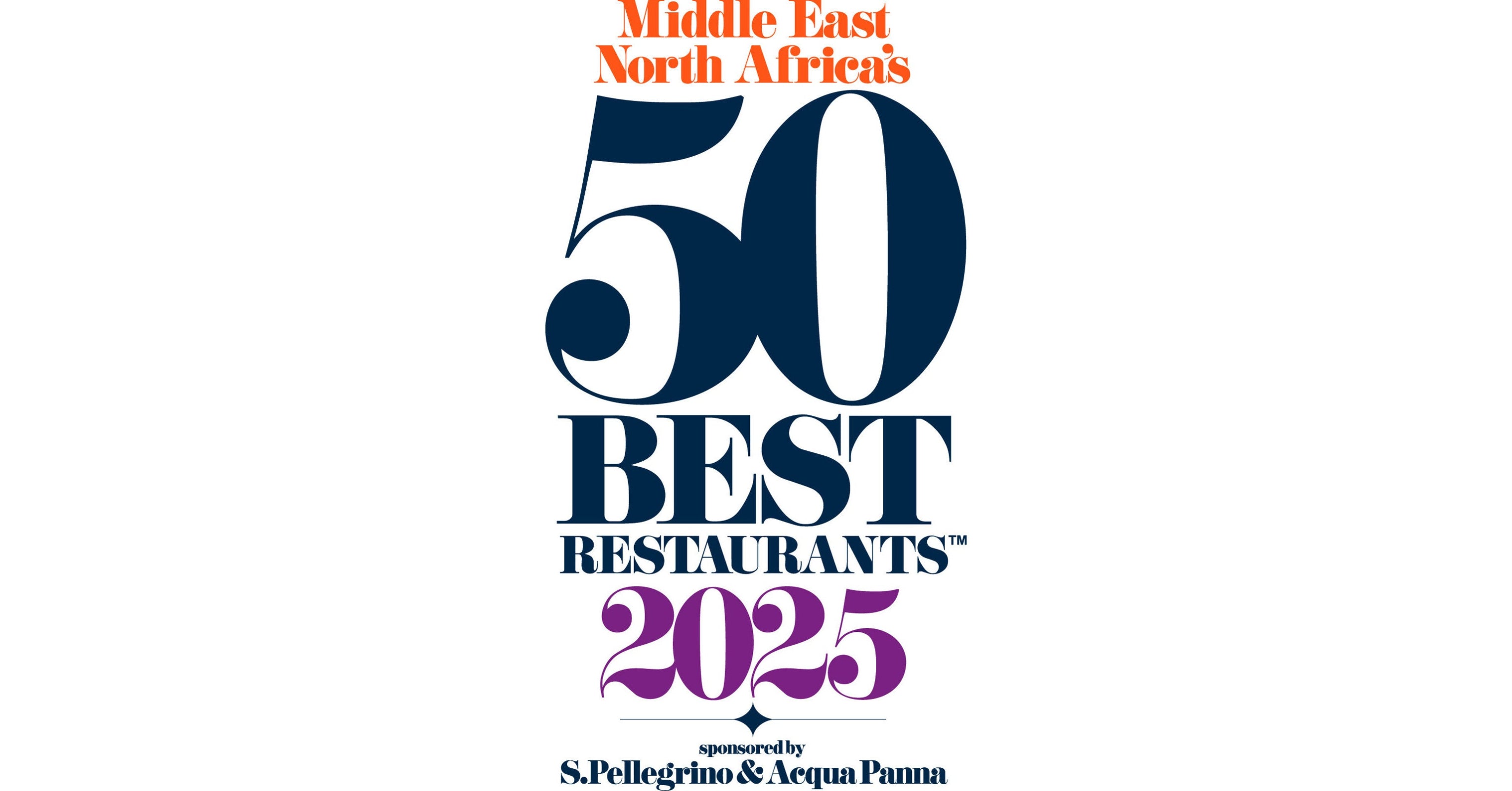Logo for '50 Best Restaurants Middle East North Africa 2025' on a white background
