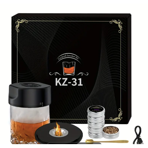Rechargeable Electric Cocktail Smoker Kit - 4 or 6 Wood Chip Flavors