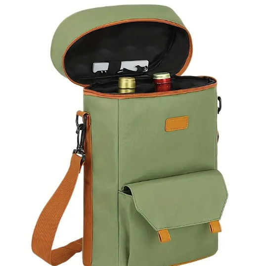 2-Bottle Insulated Wine Cooler Backpack - Green
