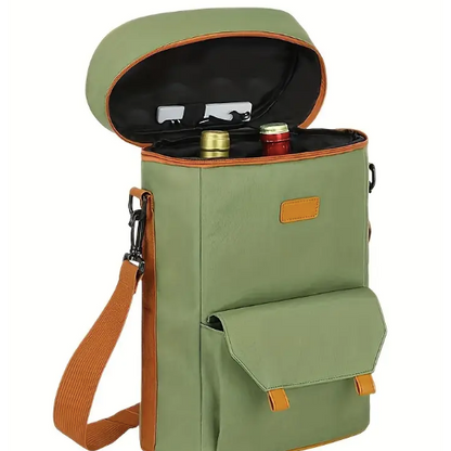 2-Bottle Insulated Wine Cooler Backpack - Green