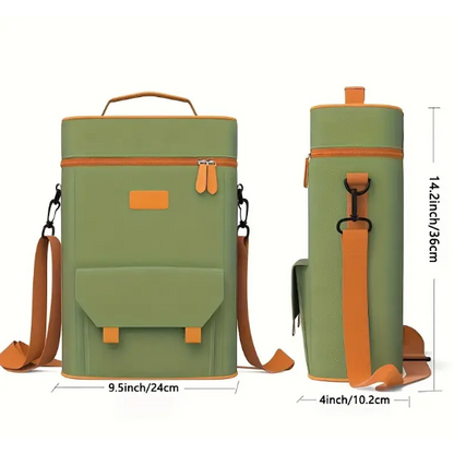 2-Bottle Insulated Wine Cooler Backpack - Green