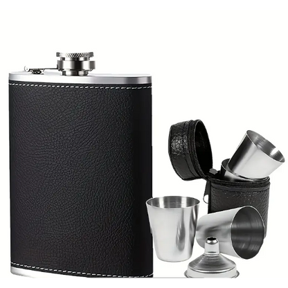 Flask Set: Flask, Pourer &amp; Stainless Steel Shots