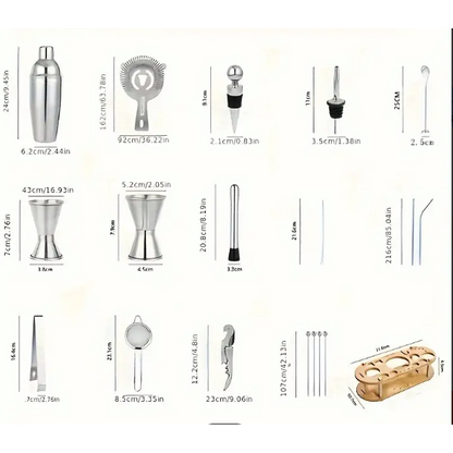 Cocktail Bartender Kit Set 23 pcs - Stainless Steel