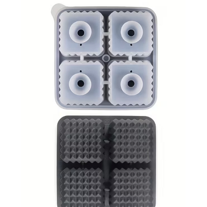3D Diamond-Pattern Ice Cube Tray - Round &amp; Square Shape