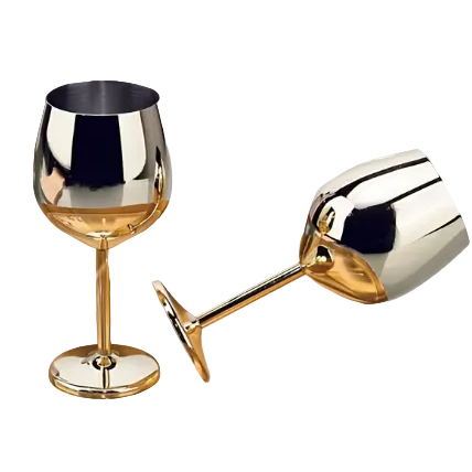 Set of 2 - Mini Metallic Wine Glasses (Gold)