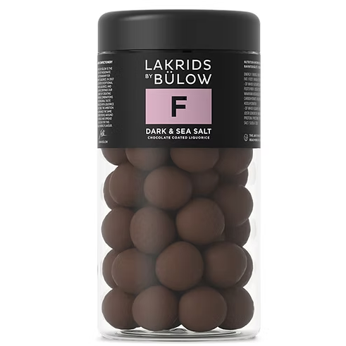 Lakrids By Bülow Dark &amp; Sea Salt - Chocolate Coated Liquorice (Regular Jar)