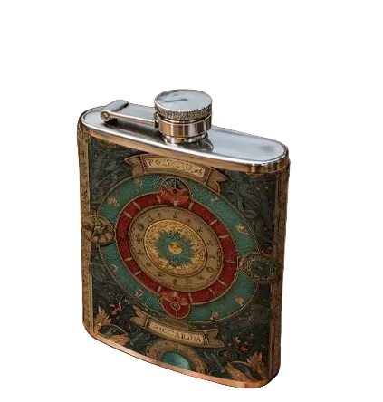Compass Sun Leather Flask
