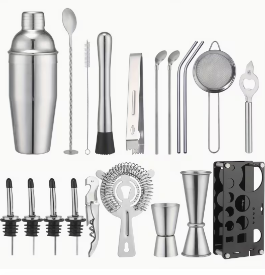 Cocktail Bartender Set 20pcs - Stainless Steel w/ Acrylic Base