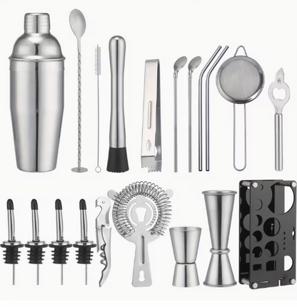 Cocktail Bartender Set 20pcs - Stainless Steel w/ Acrylic Base