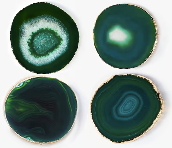 Coasters - 4pcs Natural Green Agate Coasters