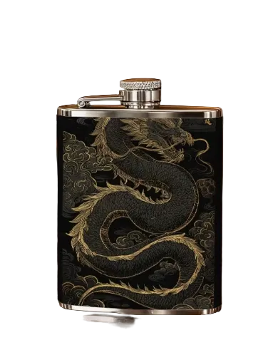 Chinese Dragon Leather Flask