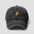 dark gray washed cotton baseball cap featuring a gold embroidered LAGAVULIN logo 