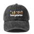 A dark grey washed baseball cap featuring a graphic of various beer glasses above the word &