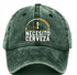 A dark green baseball cap featuring a front graphic with a beer gauge and the Spanish text &