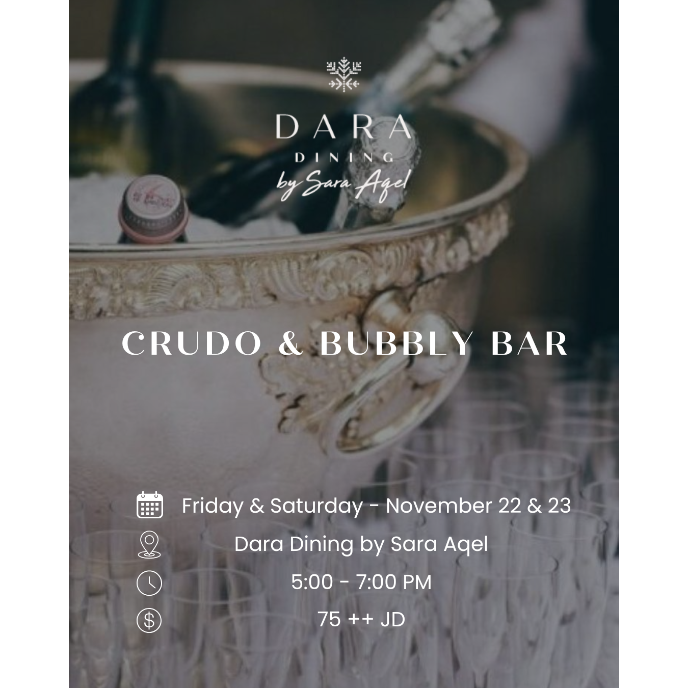 Crudo &amp; Bubbly Bar at Dara Dining by Sara Aqel